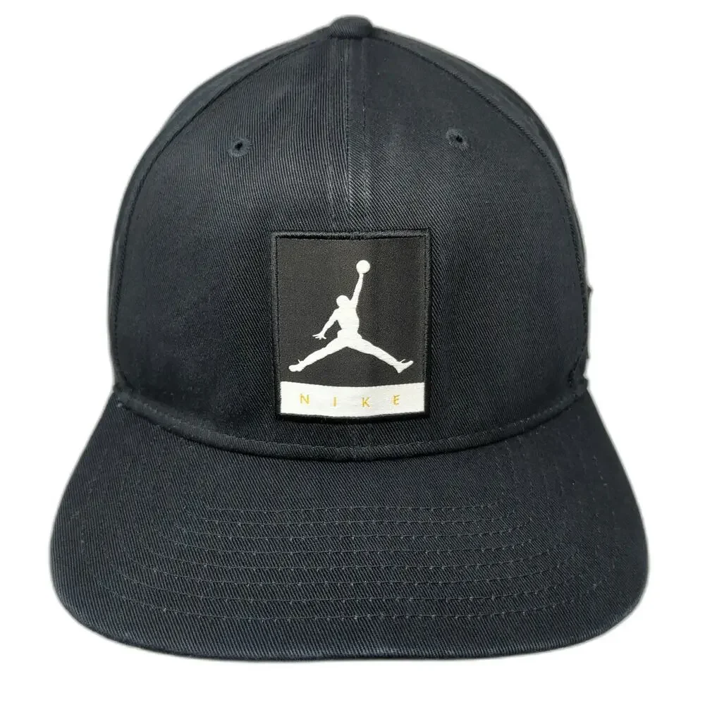 Nike Snapback Hat Black One Size Jordan Jumpman Patch 6 Panel Logo Athletic